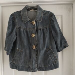 Women's Denim Jacket with Wooden Buttons